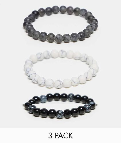 Confezione da 3 bracciali con perline monocromatici - ASOS DESIGN - Modalova