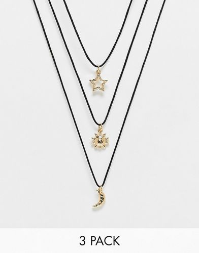 Confezione da 3 collane in corda con design celestiale dorato - ASOS DESIGN - Modalova