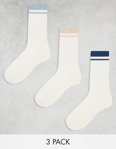 Confezione da 3 paia di calzini crema con finiture colorate - ASOS DESIGN - Modalova