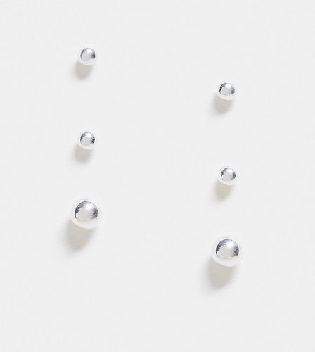 Confezione da 3 paia di orecchini a bottone in sterling a grandezze diverse - ASOS DESIGN - Modalova