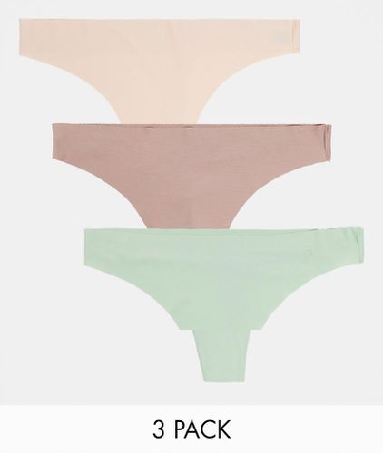 Confezione da 3 perizomi invisibili rosa cipria, verde salvia e visone - ASOS DESIGN - Modalova