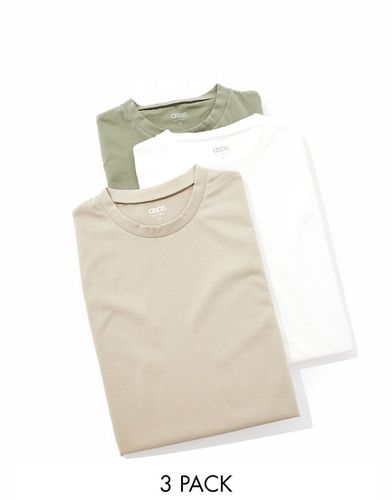 Confezione da 3 T-shirt girocollo a maniche corte colori multipli - ASOS DESIGN - Modalova