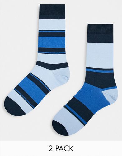 Confezione da due paia di calzini a righe blu - ASOS DESIGN - Modalova