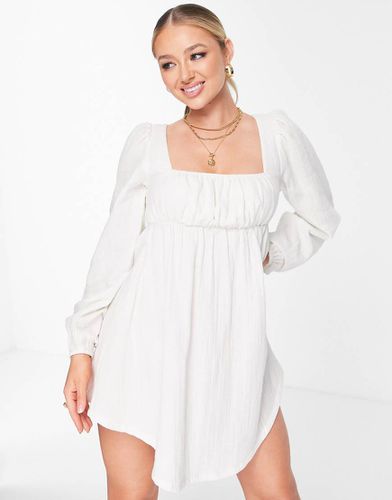 Copricostume da spiaggia milkmaid in garza doppia colore neutro - ASOS DESIGN - Modalova