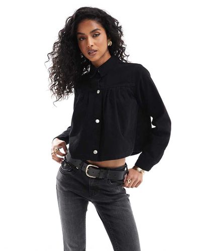 Camicia a pieghe in denim nera - ASOS DESIGN - Modalova