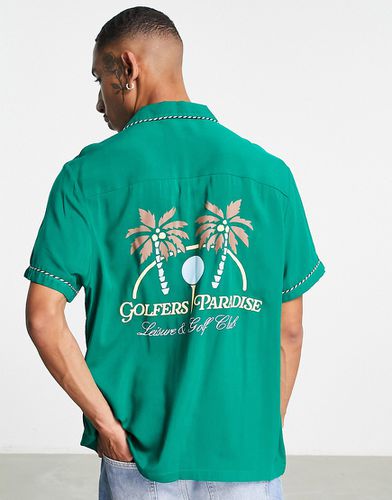 Camicia comoda con rever e ricamo "Golfers Paradise" sul retro - ASOS DESIGN - Modalova