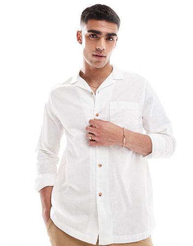 Camicia comoda bianca in misto lino con rever - ASOS DESIGN - Modalova