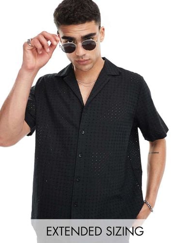 Camicia comoda in pizzo con colletto con rever nera in coordinato - ASOS DESIGN - Modalova