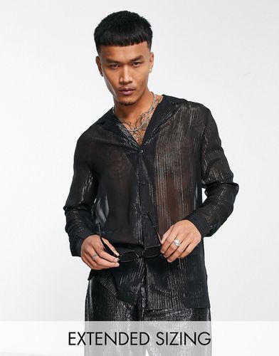 Camicia comoda nera trasparente con righe oro - ASOS DESIGN - Modalova