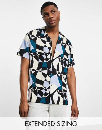 Camicia con rever e stampa geometrica astratta - ASOS DESIGN - Modalova