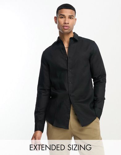 Camicia elegante vestibilità classica in lino nero - ASOS DESIGN - Modalova