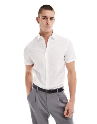 Camicia elegante in lino vestibilità classica con colletto club bianca - ASOS DESIGN - Modalova