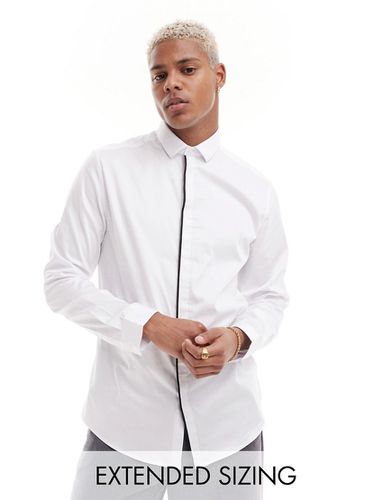 Camicia elegante slim bianca con bordo nero a contrasto - ASOS DESIGN - Modalova