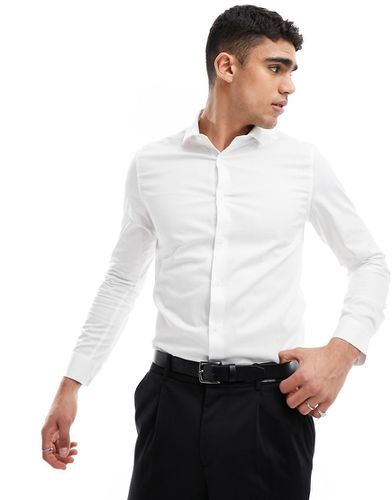 Camicia elegante slim bianca leggermente testurizzata con colletto alla francese - ASOS DESIGN - Modalova