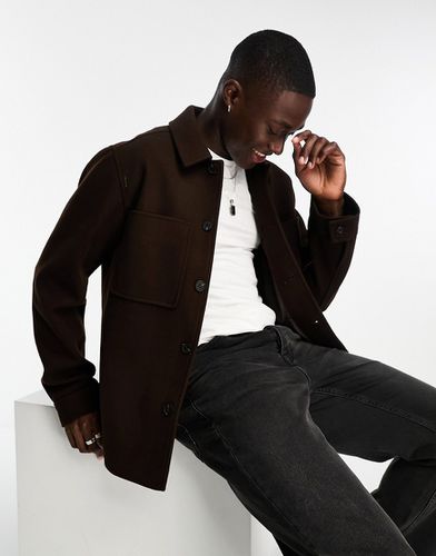 Camicia giacca effetto lana marrone - ASOS DESIGN - Modalova
