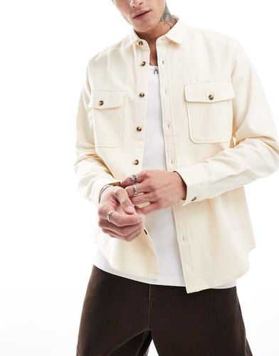 Camicia giacca in cotone beige - ASOS DESIGN - Modalova