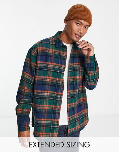 Camicia giacca oversize anni '90 in misto lana a quadri verdi - ASOS DESIGN - Modalova