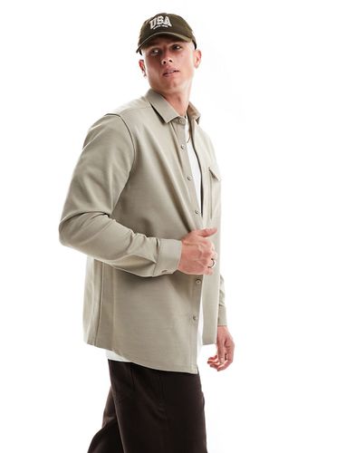 Camicia giacca squadrata testurizzata elasticizzata color avena - ASOS DESIGN - Modalova