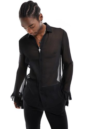 Camicia nera in chiffon con dettagli sulle maniche - ASOS DESIGN - Modalova