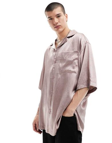 Camicia oversize a maniche corte polvere con colletto a rever - ASOS DESIGN - Modalova