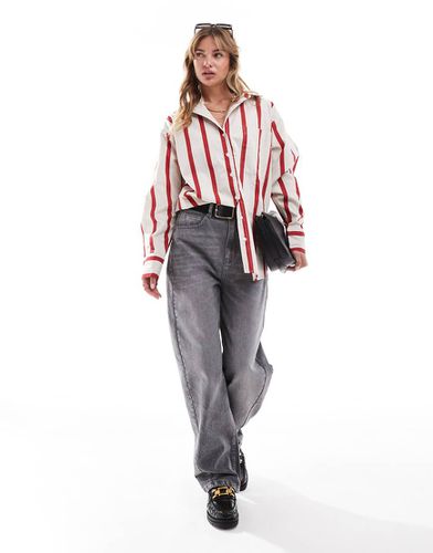 Camicia oversize a righe crema e rosse - ASOS DESIGN - Modalova