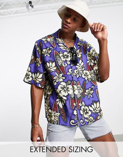 Camicia oversize con spalle scivolate, colletto con rever e stampa floreale hawaiana - ASOS DESIGN - Modalova