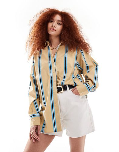 Camicia oversize in cotone color cuoio a righe - ASOS DESIGN - Modalova