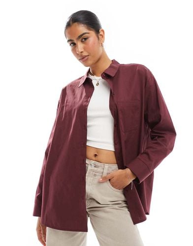 Camicia oversize in popeline bordeaux - ASOS DESIGN - Modalova