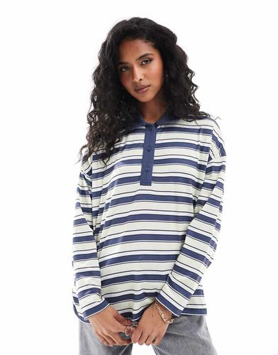 Camicia oversize stile rugby blu navy a righe - ASOS DESIGN - Modalova