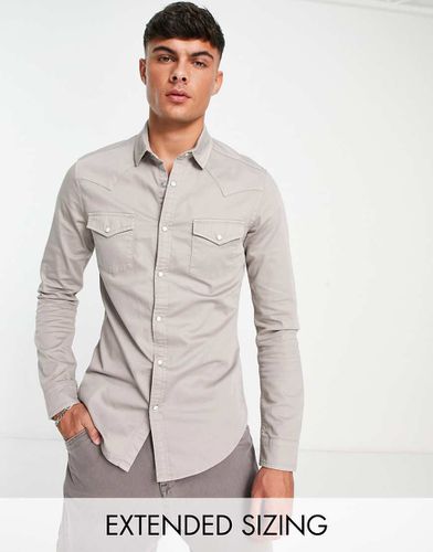 Camicia skinny in denim color talpa - ASOS DESIGN - Modalova