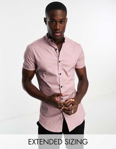 Camicia skinny serafino color malva - ASOS DESIGN - Modalova