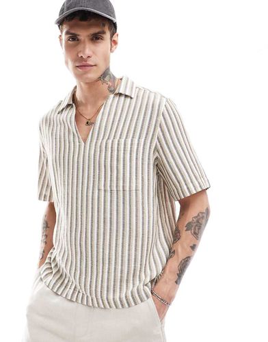 Camicia squadrata vestibilità comoda a righe beige - ASOS DESIGN - Modalova