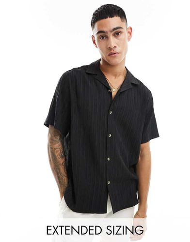 Camicia stropicciata testurizzata nera comoda con rever - ASOS DESIGN - Modalova