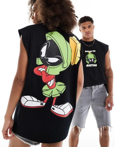 Canotta unisex oversize nera con grafiche "Marvin the Martian" stampate su licenza - ASOS DESIGN - Modalova