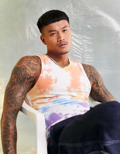 Canotta attillata tie-dye - ASOS DESIGN - Modalova