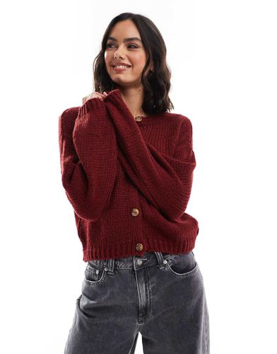 Cardigan girocollo bordeaux a maglia larga - ASOS DESIGN - Modalova