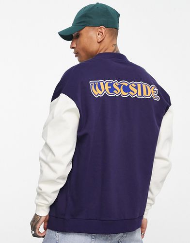 Cardigan oversize in jersey color block con stampa sul petto - ASOS DESIGN - Modalova