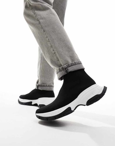 Chunky sneakers in maglia nere - ASOS DESIGN - Modalova