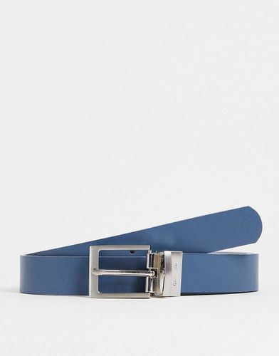 Cintura elegante double-face in pelle sintetica blu navy e grigia - ASOS DESIGN - Modalova