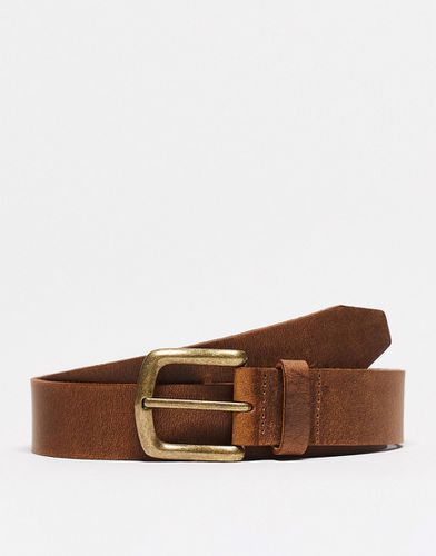 Cintura in vera pelle vintage con fibbia oro brunito - ASOS DESIGN - Modalova