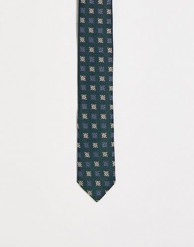 Cravatta skinny turchese con stampa geometrica - ASOS DESIGN - Modalova