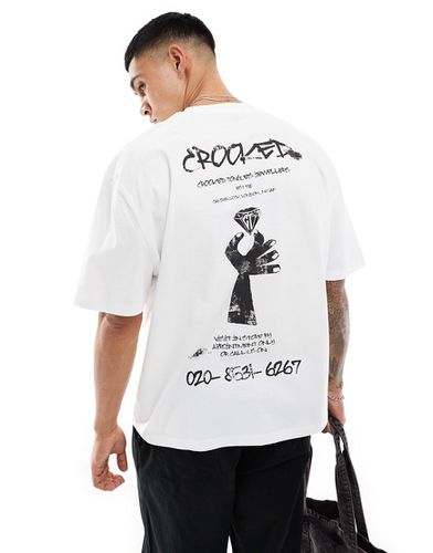 Crooked Tongues - T-shirt oversize bianca con stampa sul retro - ASOS DESIGN - Modalova