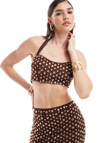 Crop top premium cioccolato con decorazioni in coordinato - ASOS DESIGN - Modalova