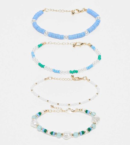 ASOS DESIGN Curve - Confezione da 4 bracciali con perline miste - ASOS Curve - Modalova