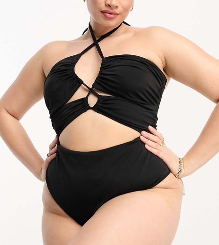 ASOS DESIGN Curve - Costume da bagno con incrocio al collo e apertura a goccia - ASOS Curve - Modalova