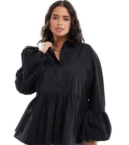 ASOS DESIGN Curve - Camicia peplo con vita scesa nera - ASOS Curve - Modalova