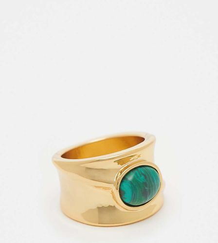 ASOS DESIGN Curve - Anello placcato 14 k con dettaglio con pietra malachite - ASOS Curve - Modalova