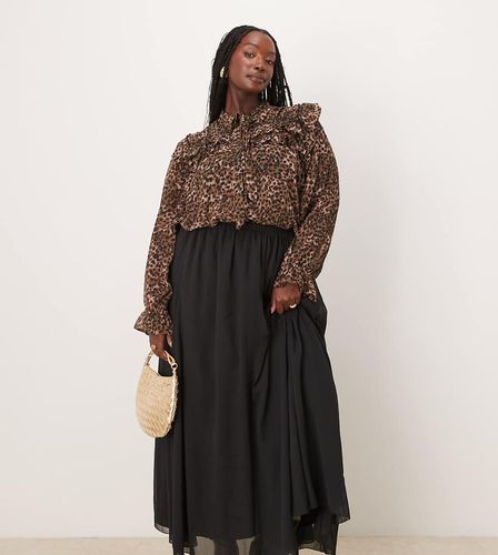 ASOS DESIGN Curve - Gonna godet lunga nera in chiffon - ASOS Curve - Modalova