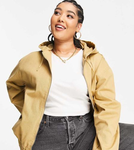 ASOS DESIGN Curve - Giacca bomber oversize in tela, color pietra - ASOS Curve - Modalova