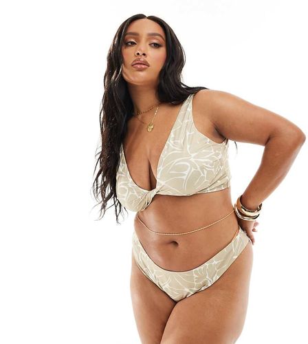 ASOS DESIGN Curve - Haut de bikini crop top torsadé devant à imprimé fleurs ton sur ton - Asos Curve - Modalova